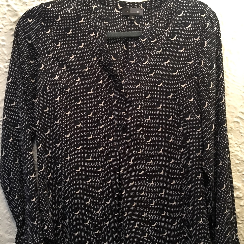 THE LIMITED navy blue print blouse